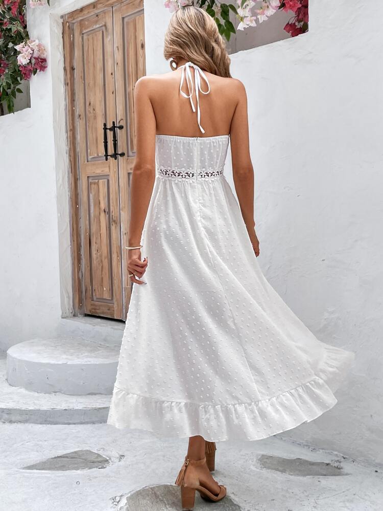 SHEIN Shein Womens Dress M / White SHEIN - Ruffle Lace Design MID Dress