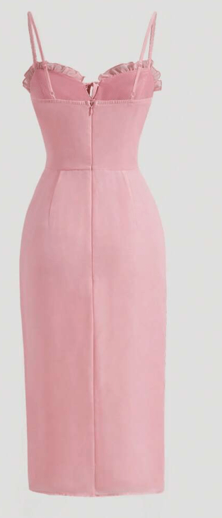SHEIN Shein Womens Dress S / Pink SHEIN - Ruffle Trim Asymmetrical Hem Cami Dress