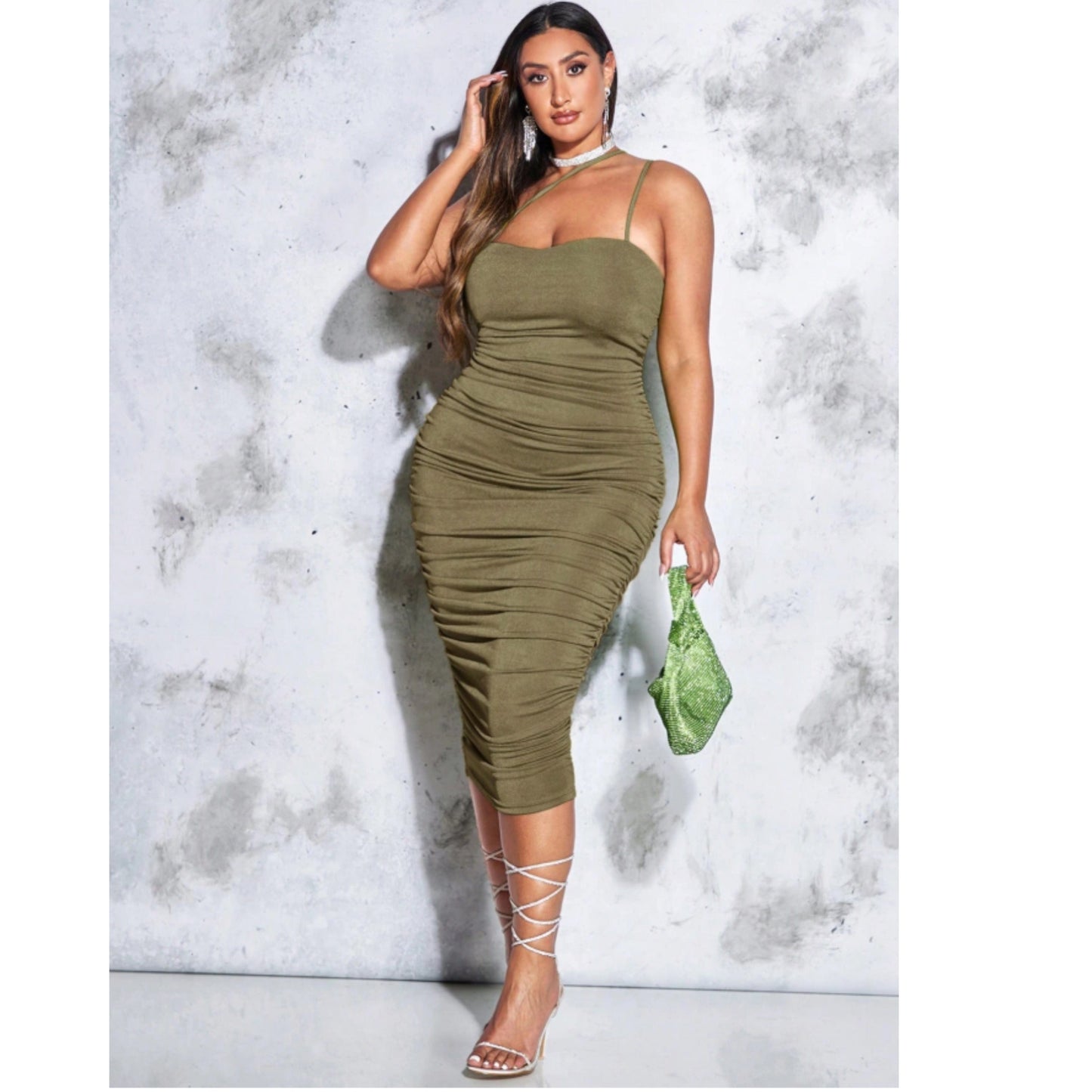 SHEIN Shein Womens Dress M / Green SHEIN - Rushed design elegant dress