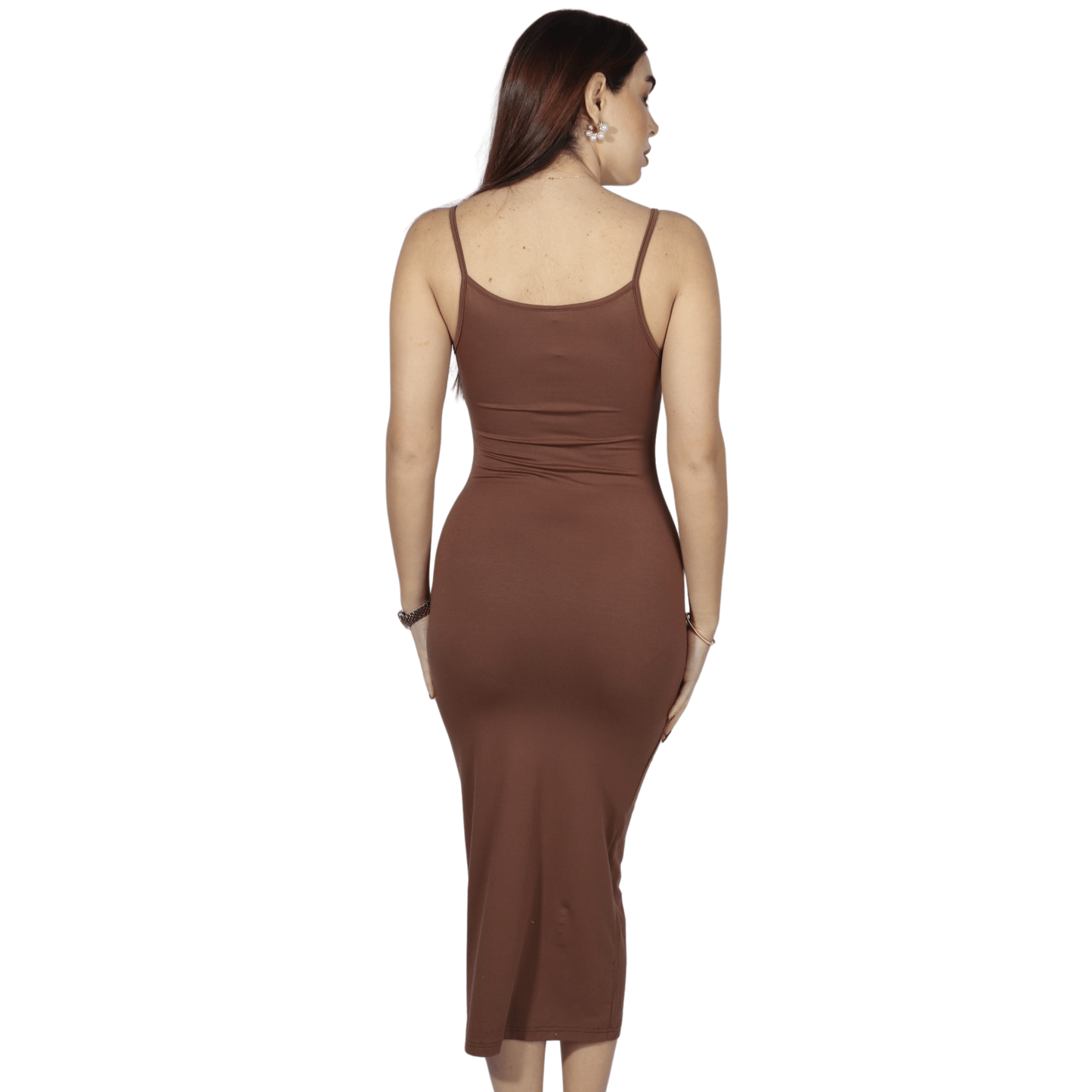 SHEIN Shein Womens Dress S / Brown SHEIN - Solid square neck long dress