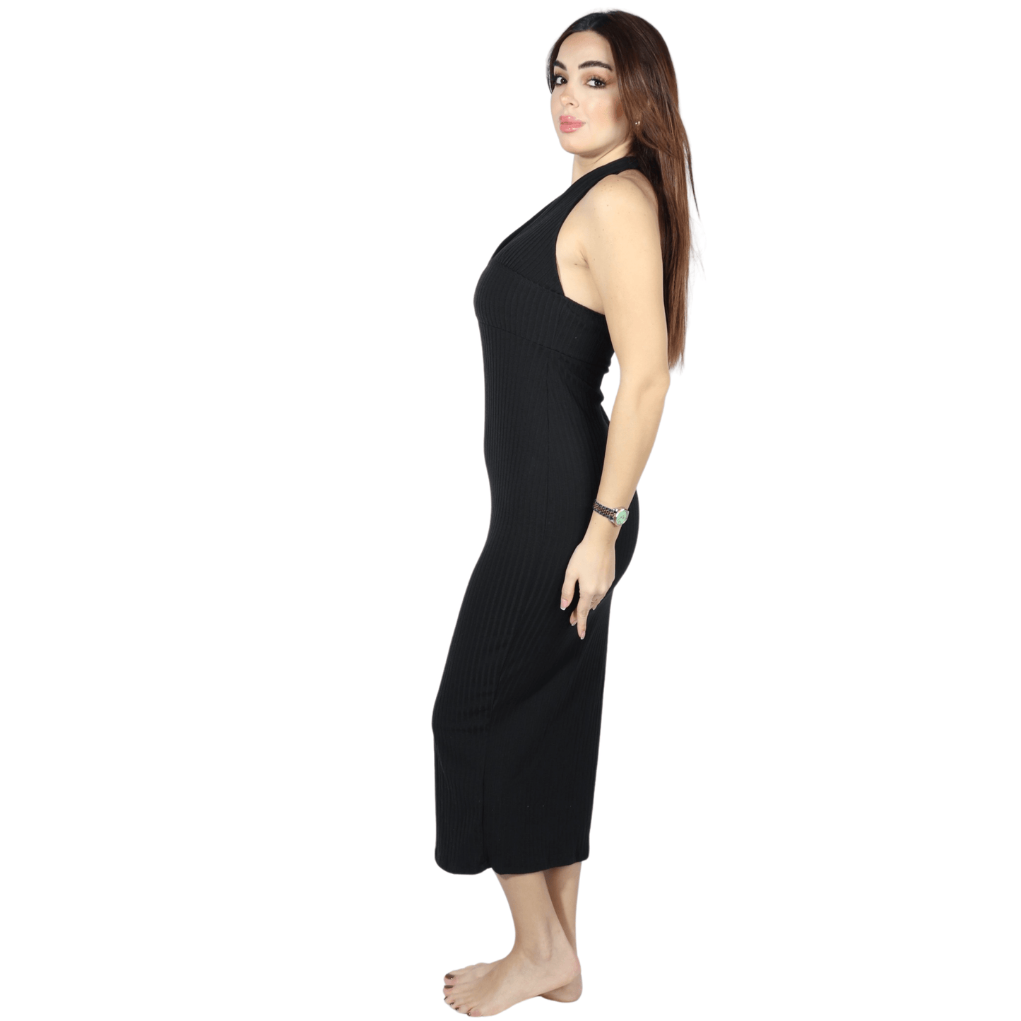 SHEIN Shein Womens Dress M / Black SHEIN - Texture Open Back Mid Dress