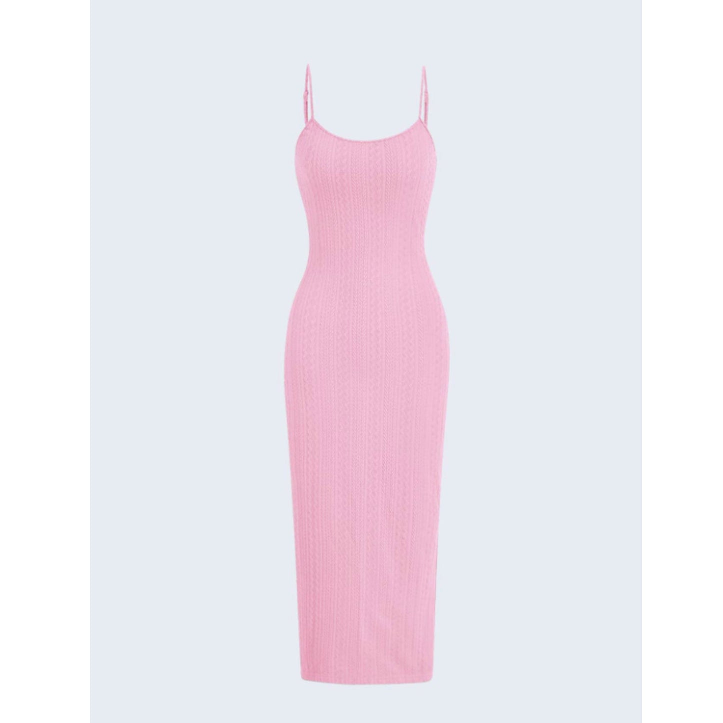 SHEIN Shein Womens Dress S / Pink SHEIN - Textured design thin straps long dress