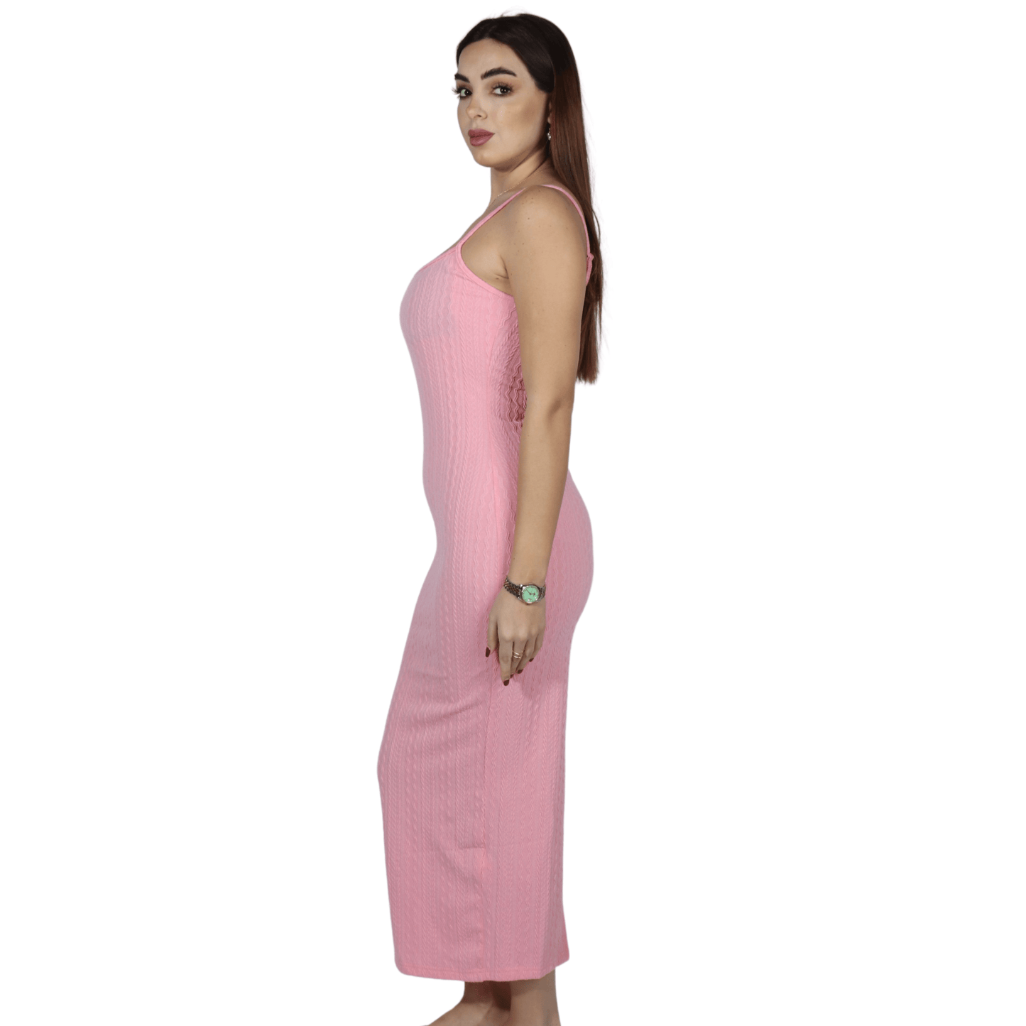 SHEIN Shein Womens Dress S / Pink SHEIN - Textured design thin straps long dress