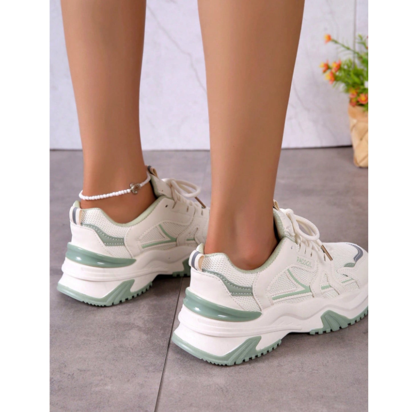 SHEIN Shein Womens Shoes 38 / White SHEIN - Breathable With Round Toe and Lace Up Sneakers
