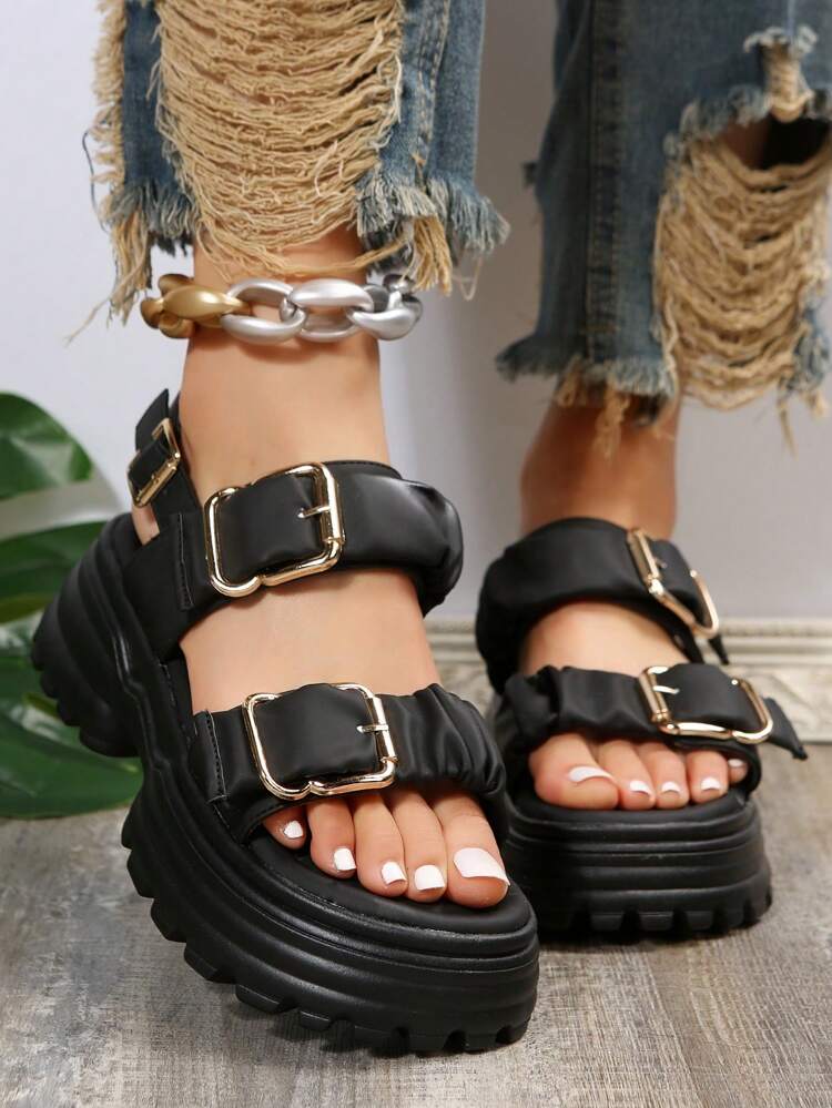 SHEIN Shein Womens Shoes 39 / Black SHEIN - Multiple Strap Sandals