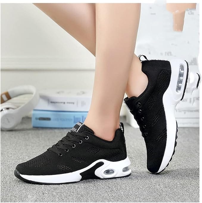 SHEIN Shein Womens Shoes 36 / Black SHEIN - Patchwork Lace-Up Front Slope Heel Sport Sneakers