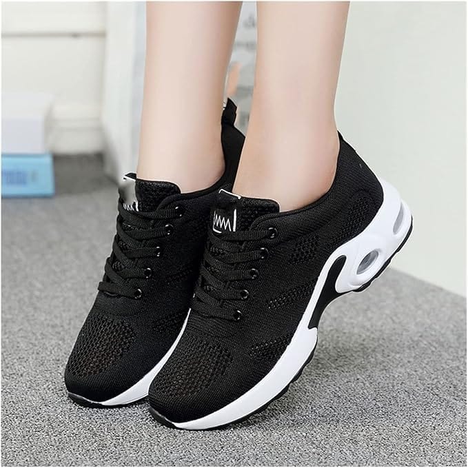 SHEIN Shein Womens Shoes 36 / Black SHEIN - Patchwork Lace-Up Front Slope Heel Sport Sneakers