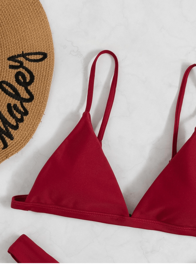 SHEIN Shein Womens Swimwear SHEIN - Beach Solid Color Swimwear Set