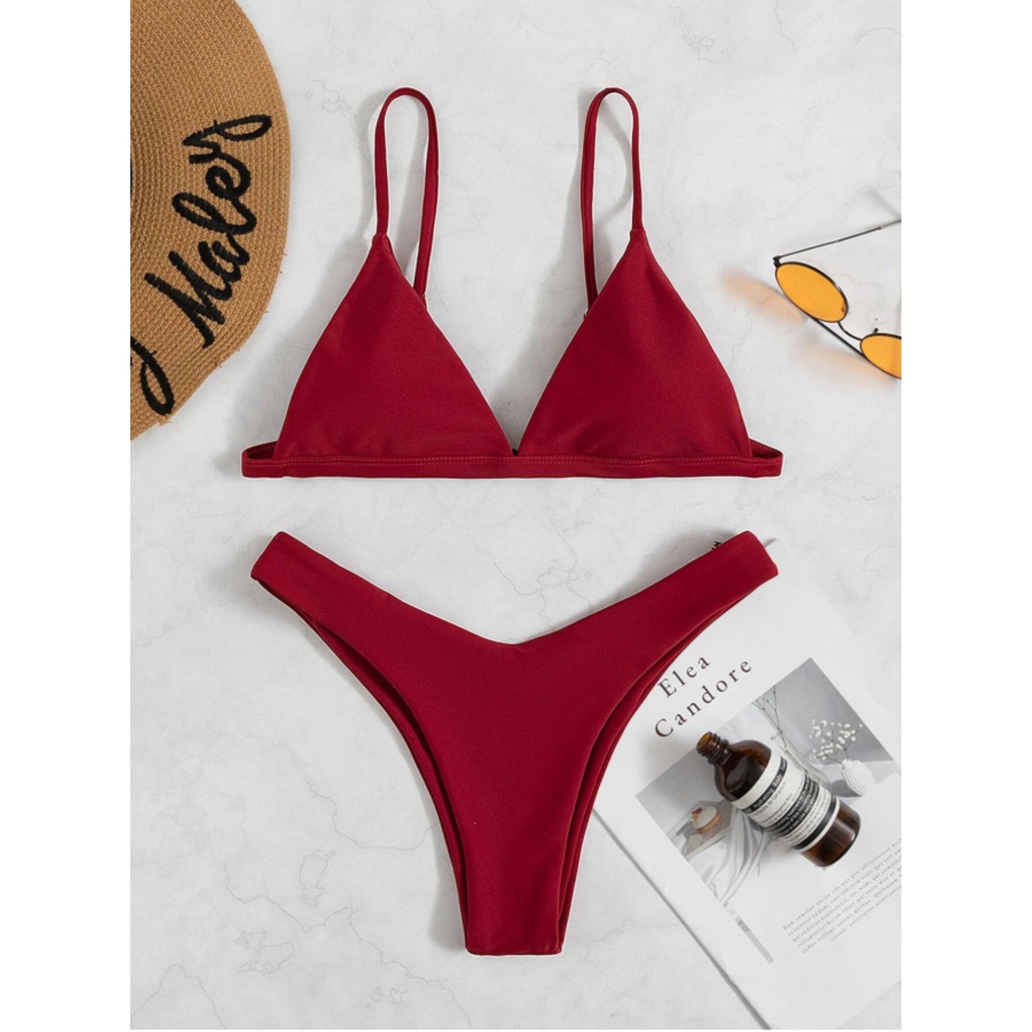 SHEIN Shein Womens Swimwear SHEIN - Beach Solid Color Swimwear Set