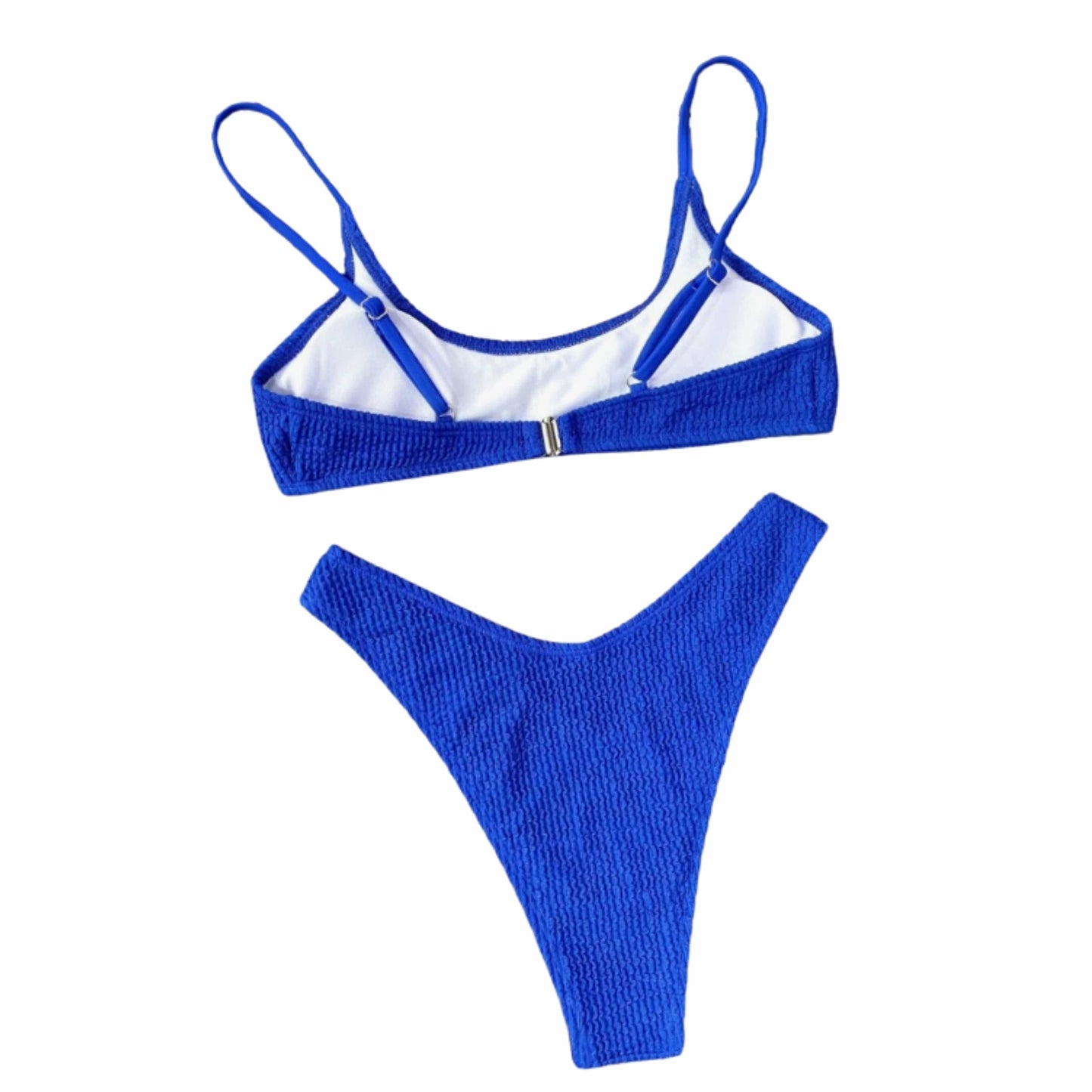 SHEIN Shein Womens Swimwear SHEIN - Crinkle Textured Crop Top V Waist Bikini Swimsuit