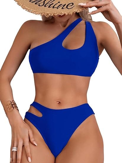SHEIN Shein Womens Swimwear M / Blue SHEIN - Cut out design plain bikini