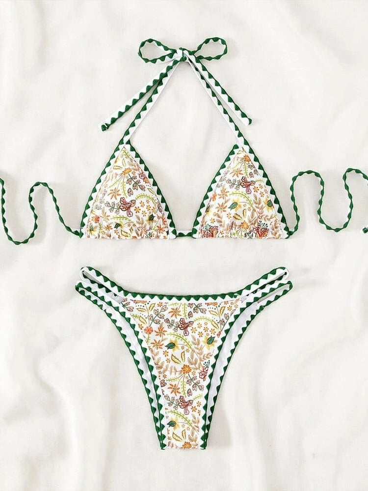 SHEIN Shein Womens Swimwear S / Multi-Color SHEIN - Floral pattern double straps bikini