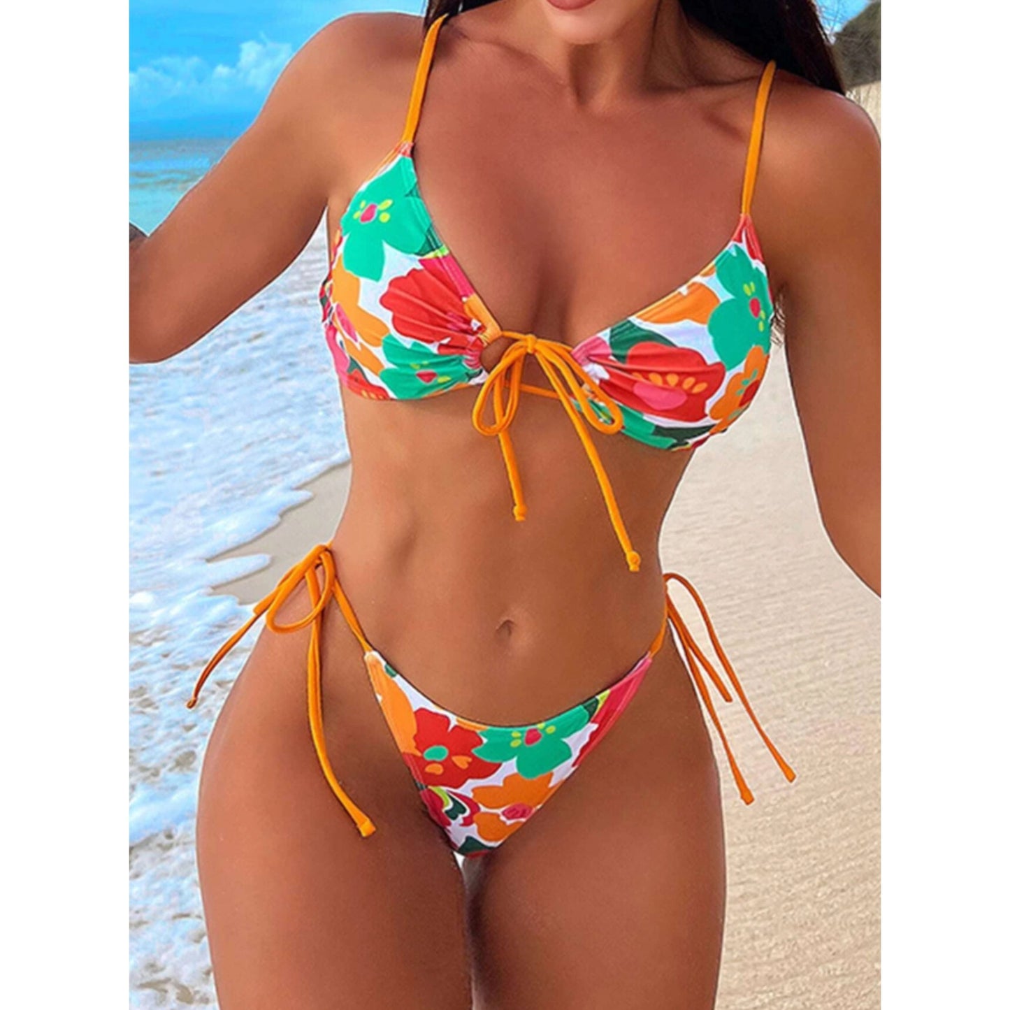 SHEIN Shein Womens Swimwear L / Multi-Color SHEIN - Floral Print Bikini Set 2 Piece Bathing Suit
