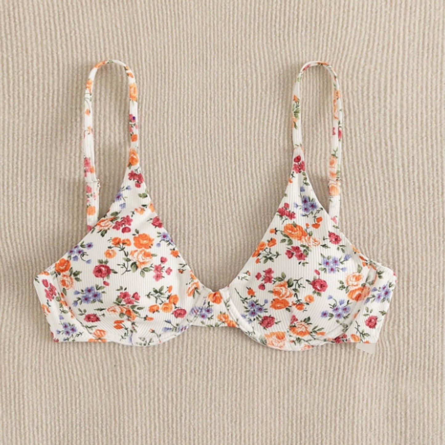 SHEIN Shein Womens Swimwear L / Multi-Color SHEIN - Floral print bikini top