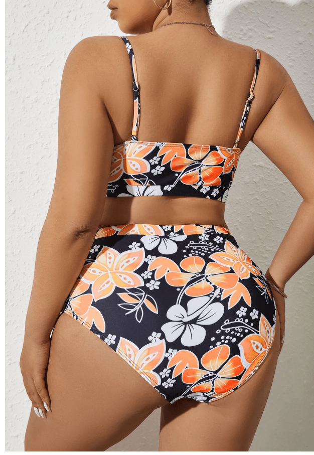 SHEIN Shein Womens Swimwear XXXL / Multi-Color SHEIN - Floral Print High Waisted Two Pieces Swimwear