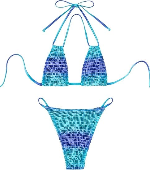SHEIN Shein Womens Swimwear XS / Multi-Color SHEIN - Halter Triangle Bikini Two Pieces