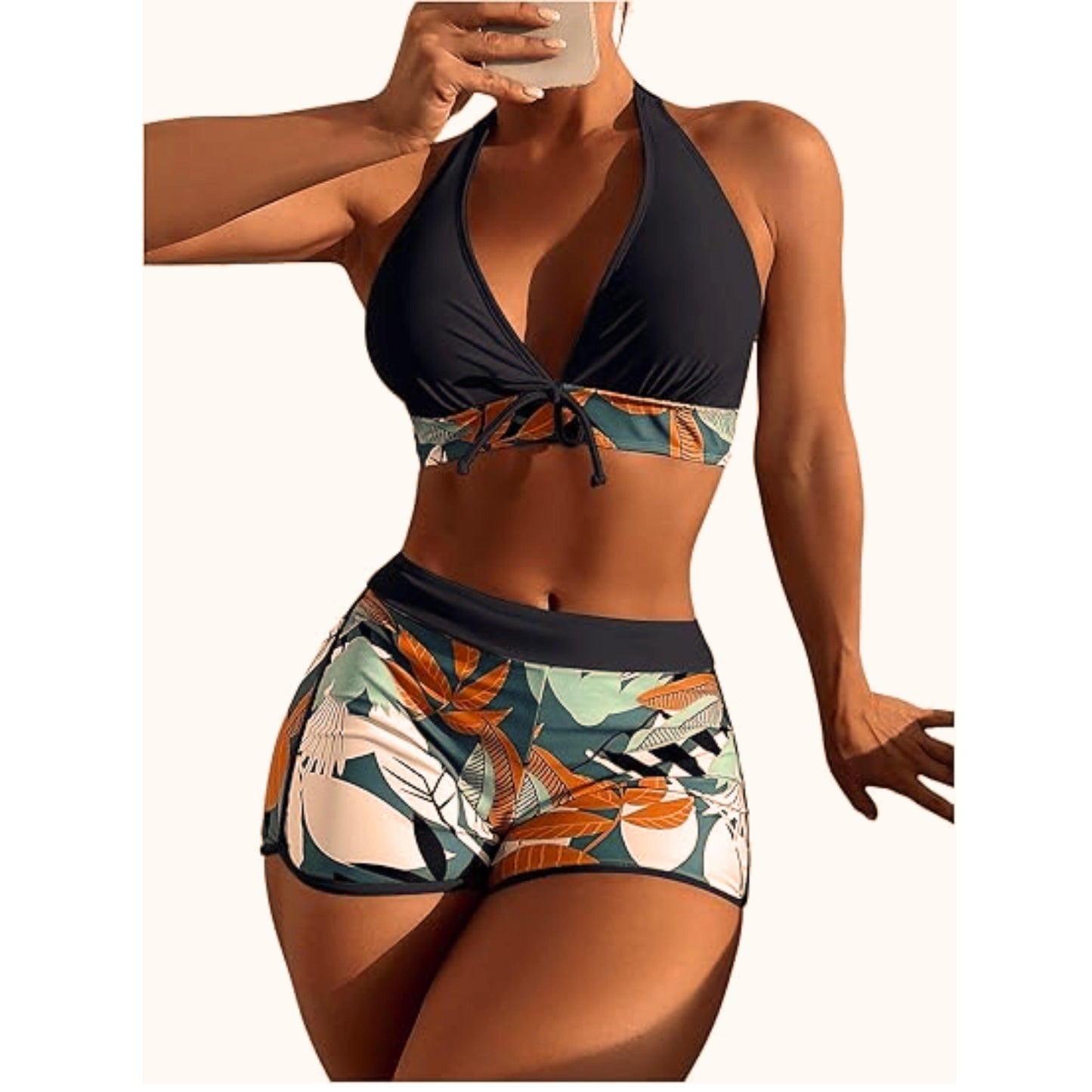 SHEIN Shein Womens Swimwear L / Multi-Color SHEIN - High Waisted Tropical Print