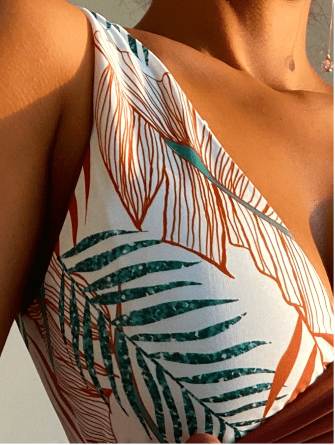 SHEIN Shein Womens Swimwear L / Multi-Color SHEIN - Leaf Print Knot One Piece Swimsuit