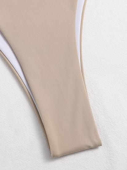 SHEIN Shein Womens Swimwear S / Beige SHEIN - Micro Triangle Thong Bikini Swimsuit