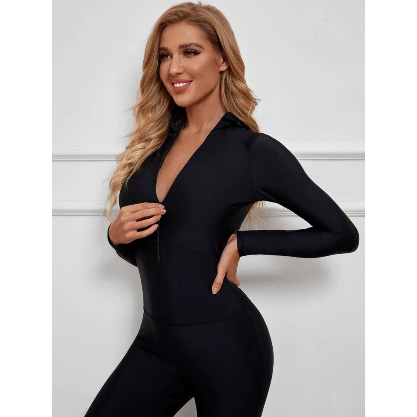 SHEIN Shein Womens Swimwear S / Black SHEIN - One piece hooded swimsuit