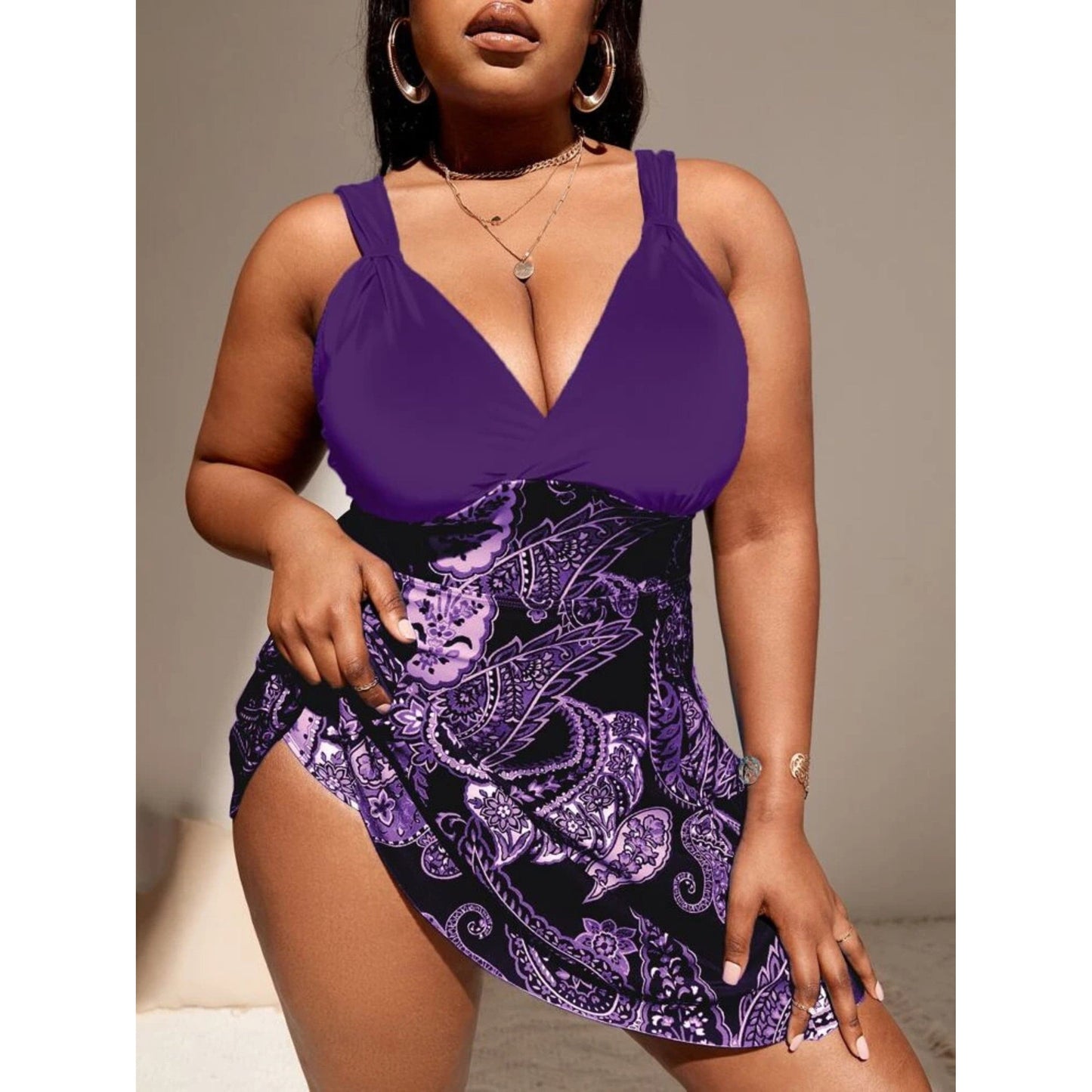 SHEIN Shein Womens Swimwear XXXXL / Multi-Color SHEIN - Printed paisley two piece bikini