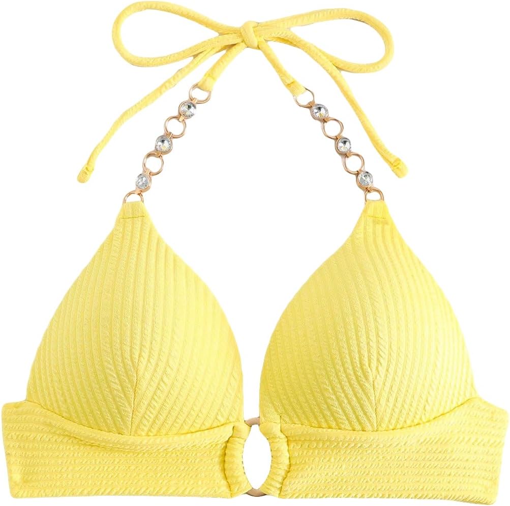 SHEIN Shein Womens Swimwear M / Yellow SHEIN - Sexy Push Up Swimwear Bra