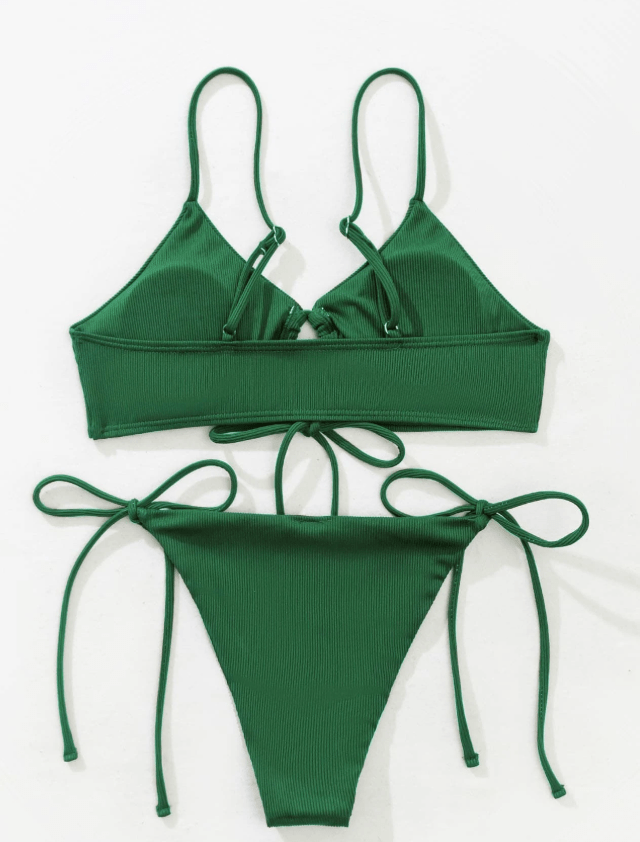 SHEIN Shein Womens Swimwear SHEIN - Side Rib Tie Two Pieces Swimwear