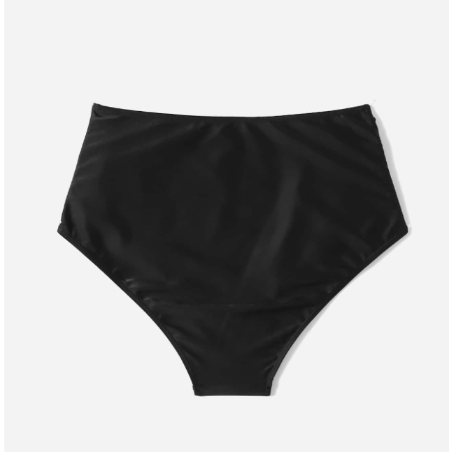 SHEIN Shein Womens Swimwear XL / Black SHEIN - Solid Crinkle Bikini Bottom