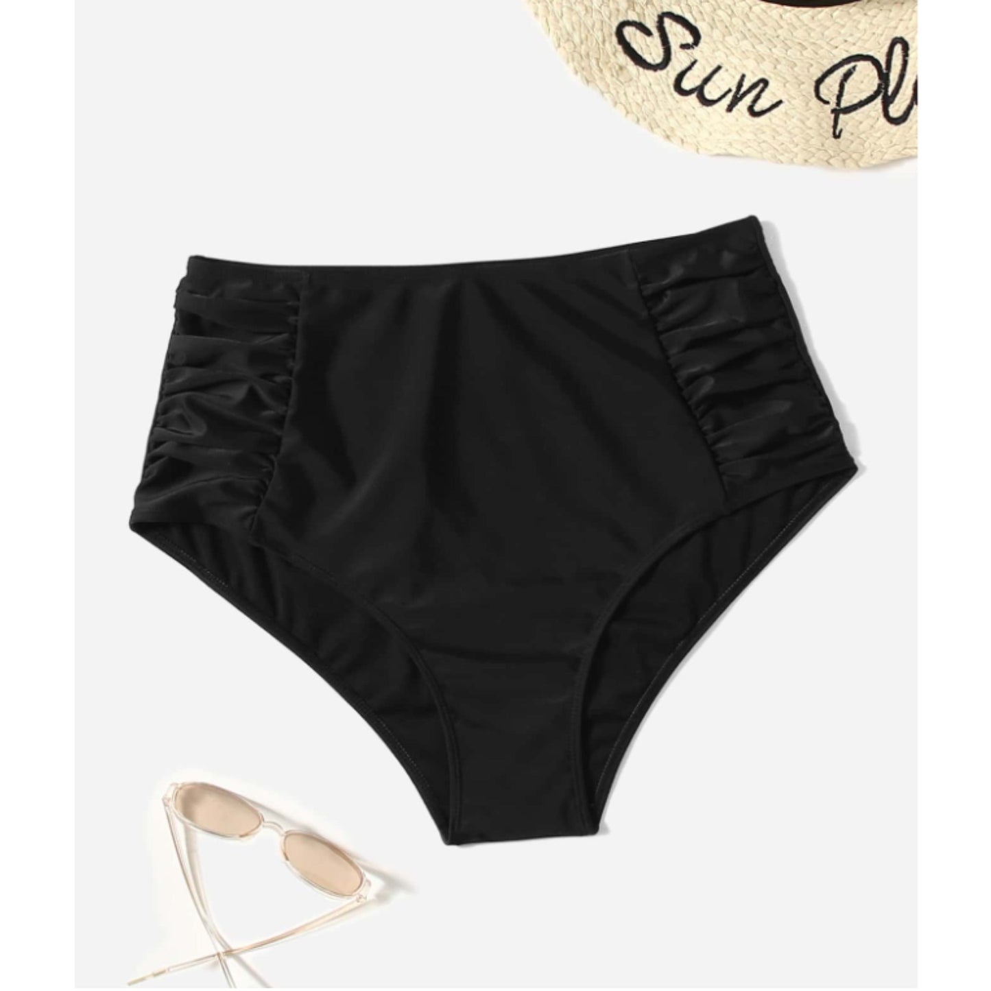 SHEIN Shein Womens Swimwear XL / Black SHEIN - Solid Crinkle Bikini Bottom