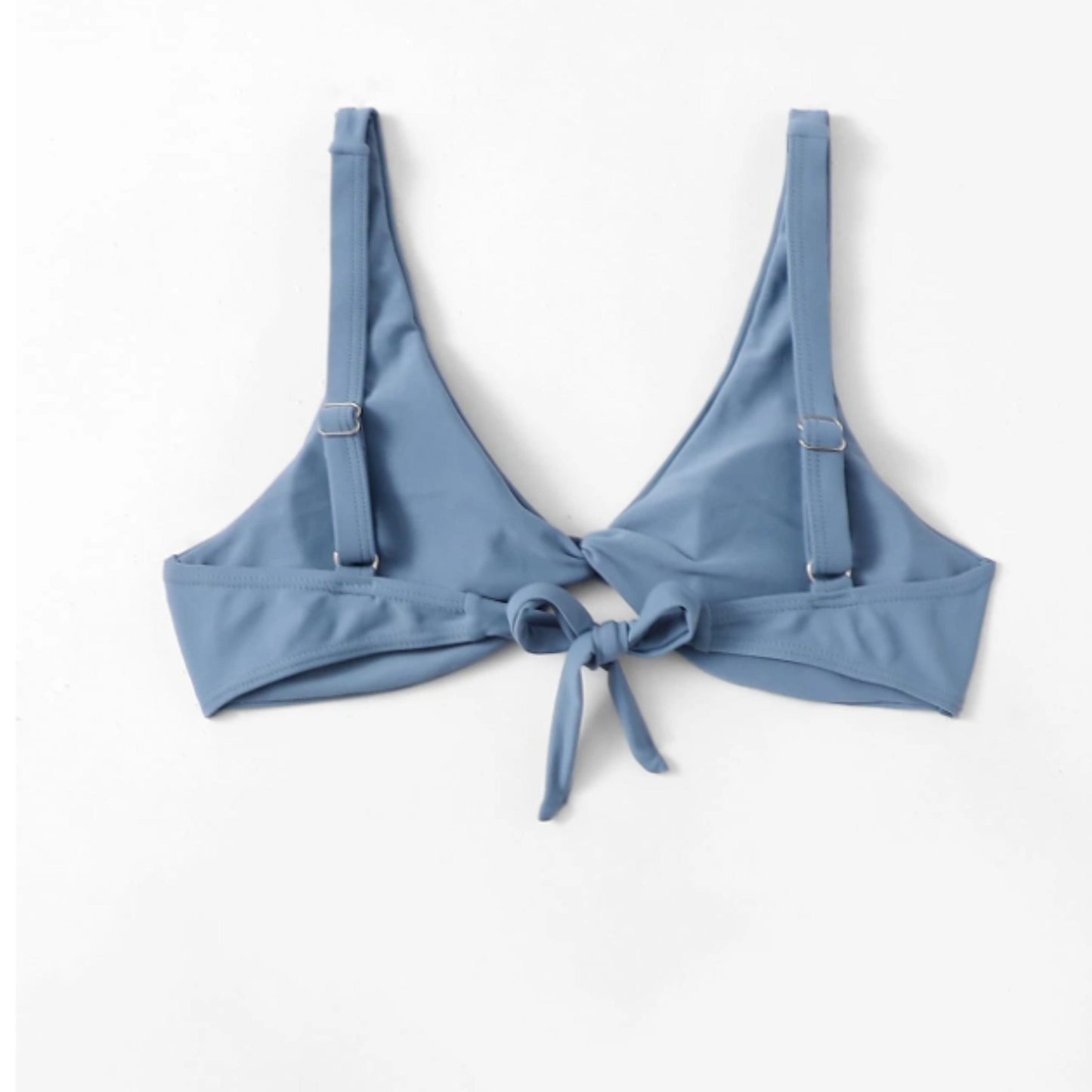 SHEIN Shein Womens Swimwear M / Light blue SHEIN - Solid V-neck bikini top