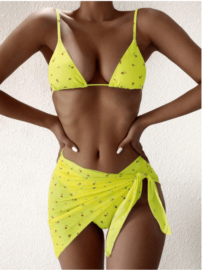 SHEIN Shein Womens Swimwear M / Yellow SHEIN - Swim Mod Summer Beach Ditsy Floral Bikini Set