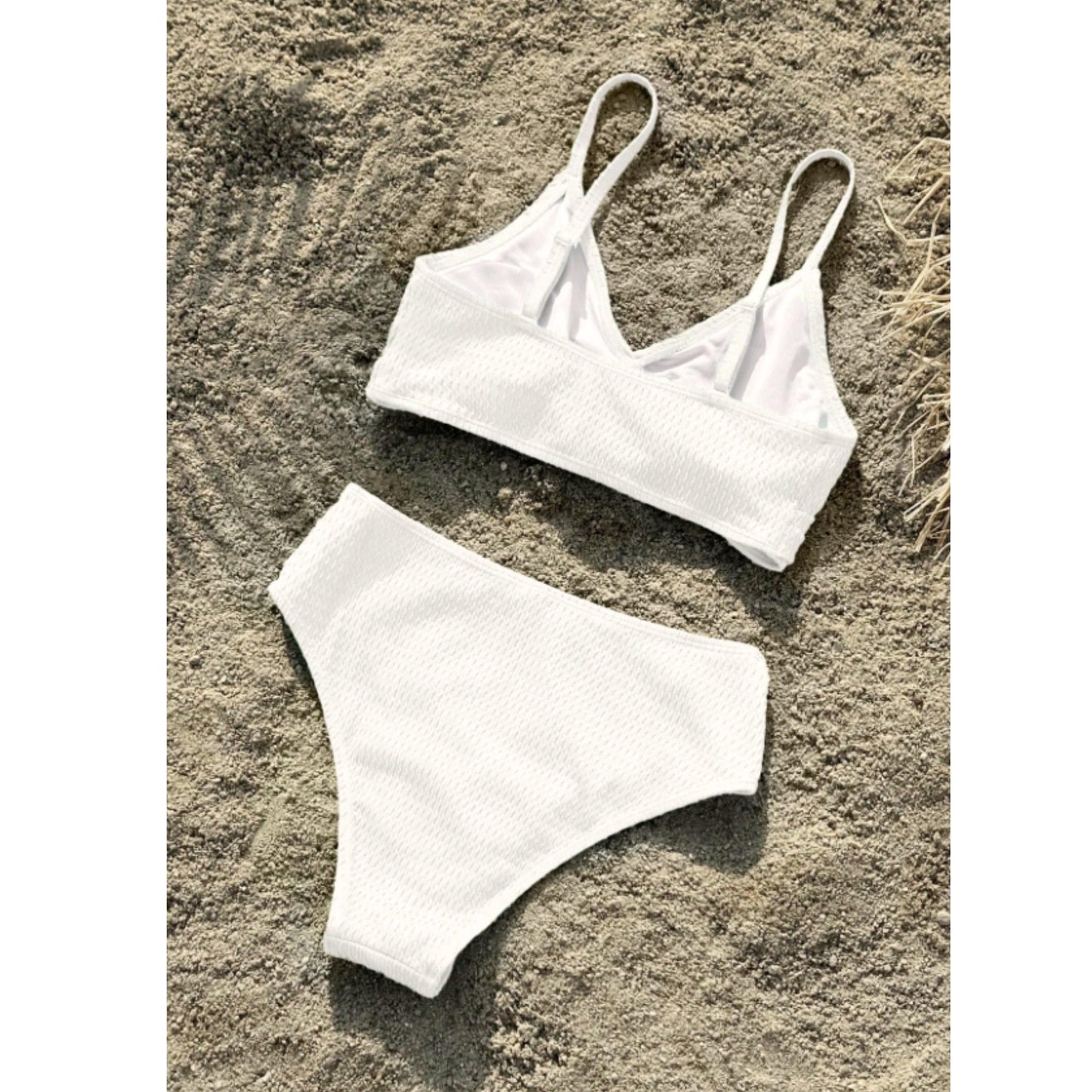 SHEIN Shein Womens Swimwear SHEIN - Textured front cross 2 piece bikini