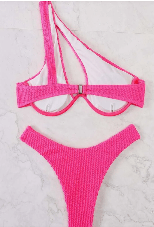 SHEIN Shein Womens Swimwear SHEIN - Textured one shoulder bikini