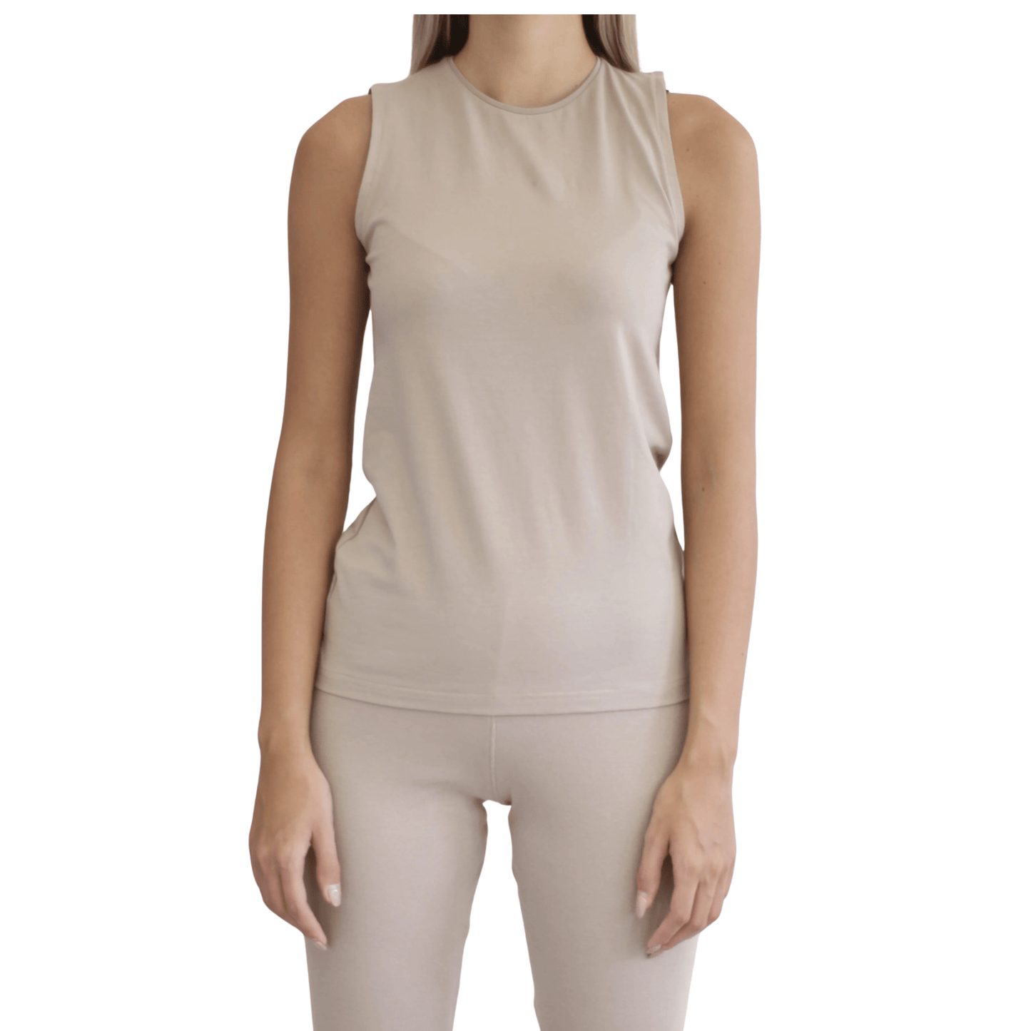 SHEIN Shein Womens Tops L / Beige SHEIN - High Round Neck Tank Top