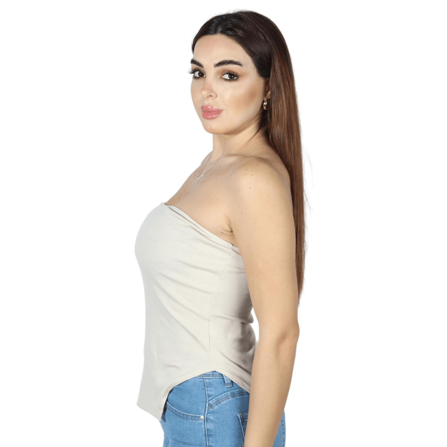 SHEIN Shein Womens Tops M / Beige SHEIN - Ribbed off shoulder design top