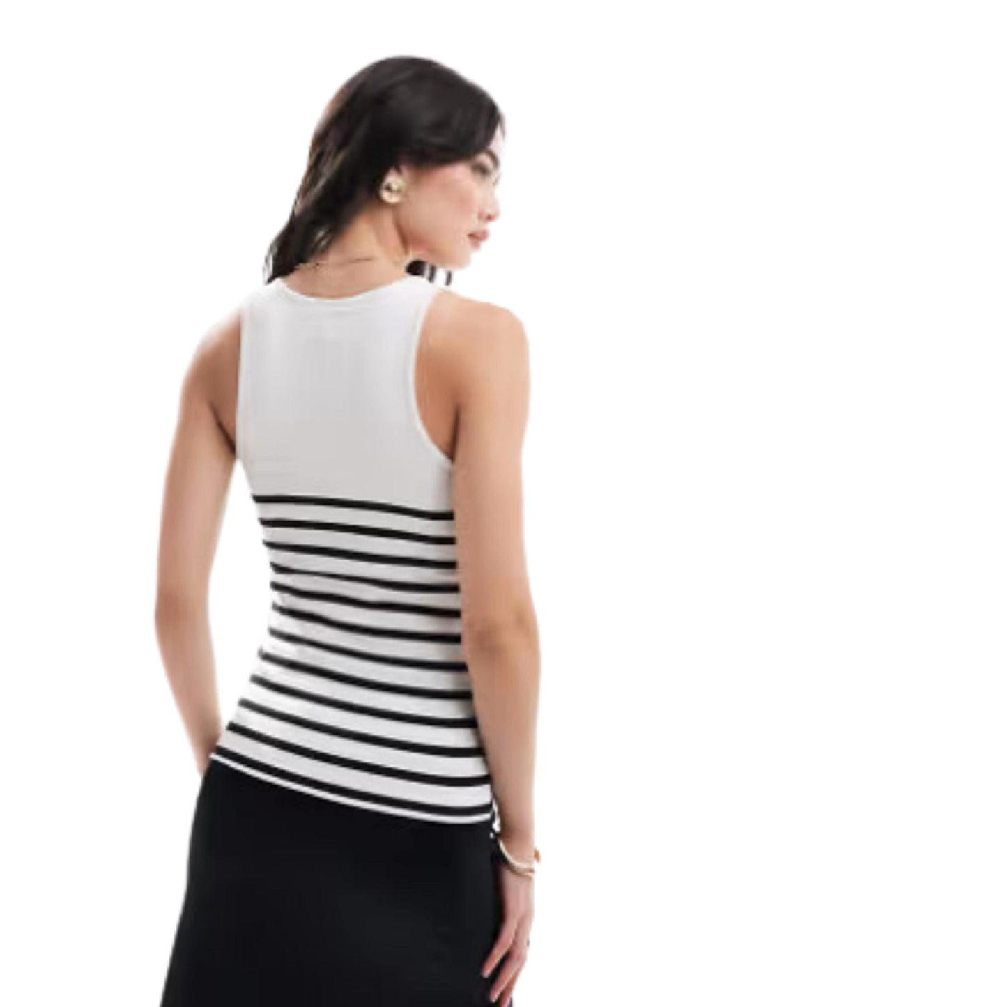 SHEIN Shein Womens Tops S / White SHEIN - Ribbed Sleeveles Tank Top