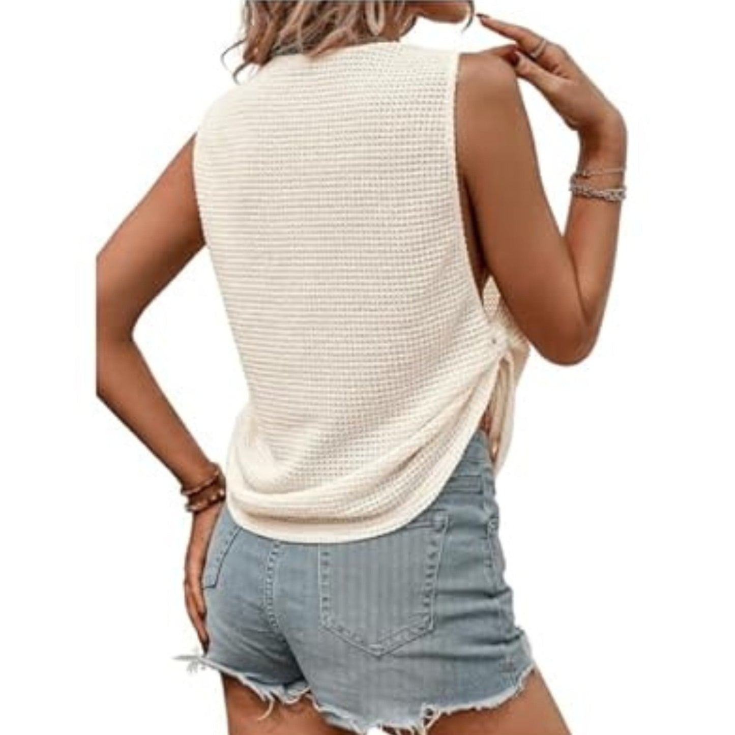 SHEIN Shein Womens Tops M / Off-White SHEIN - Sleeveless Knit Tank Top