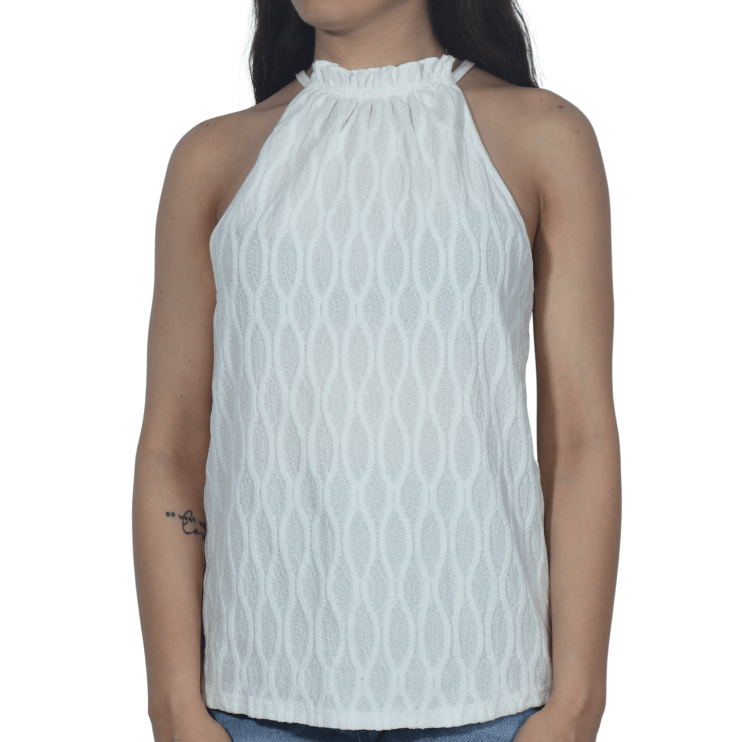 SHEIN Shein Womens Tops M / White SHEIN - Textured simple geometric tank top