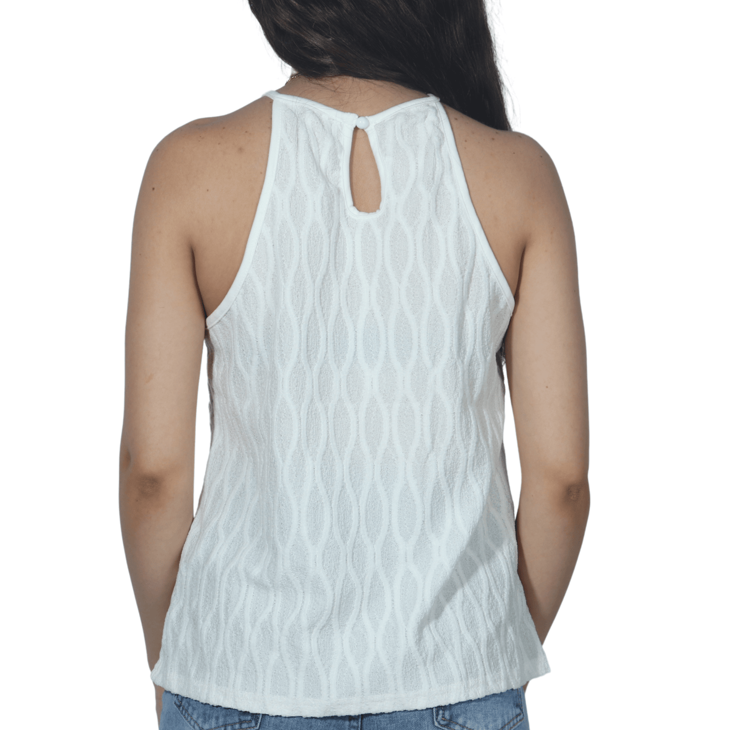 SHEIN Shein Womens Tops M / White SHEIN - Textured simple geometric tank top