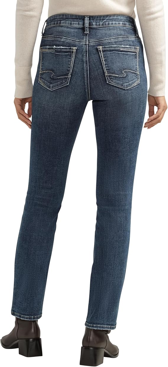 SILVER JEANS CO. Womens Bottoms L / Blue SILVER JEANS CO. - Elyse Low Rise Straight Leg Jeans