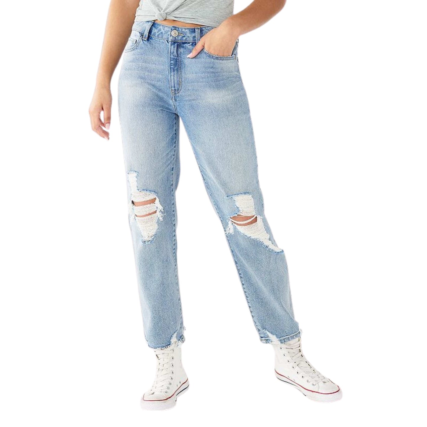 SO Womens Bottoms L / Blue SO - High-Rise Ankle Straight Jeans