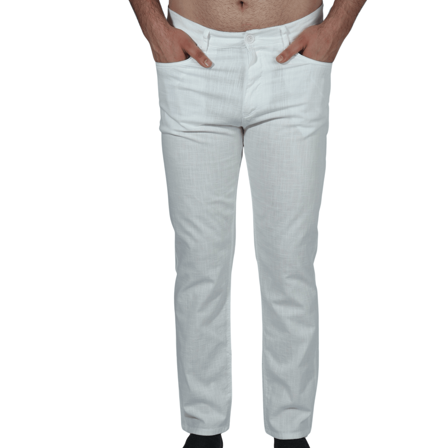 SOZMEN Mens Bottoms 38W x 32L / White SOZMEN - Classic Sold Color Pants