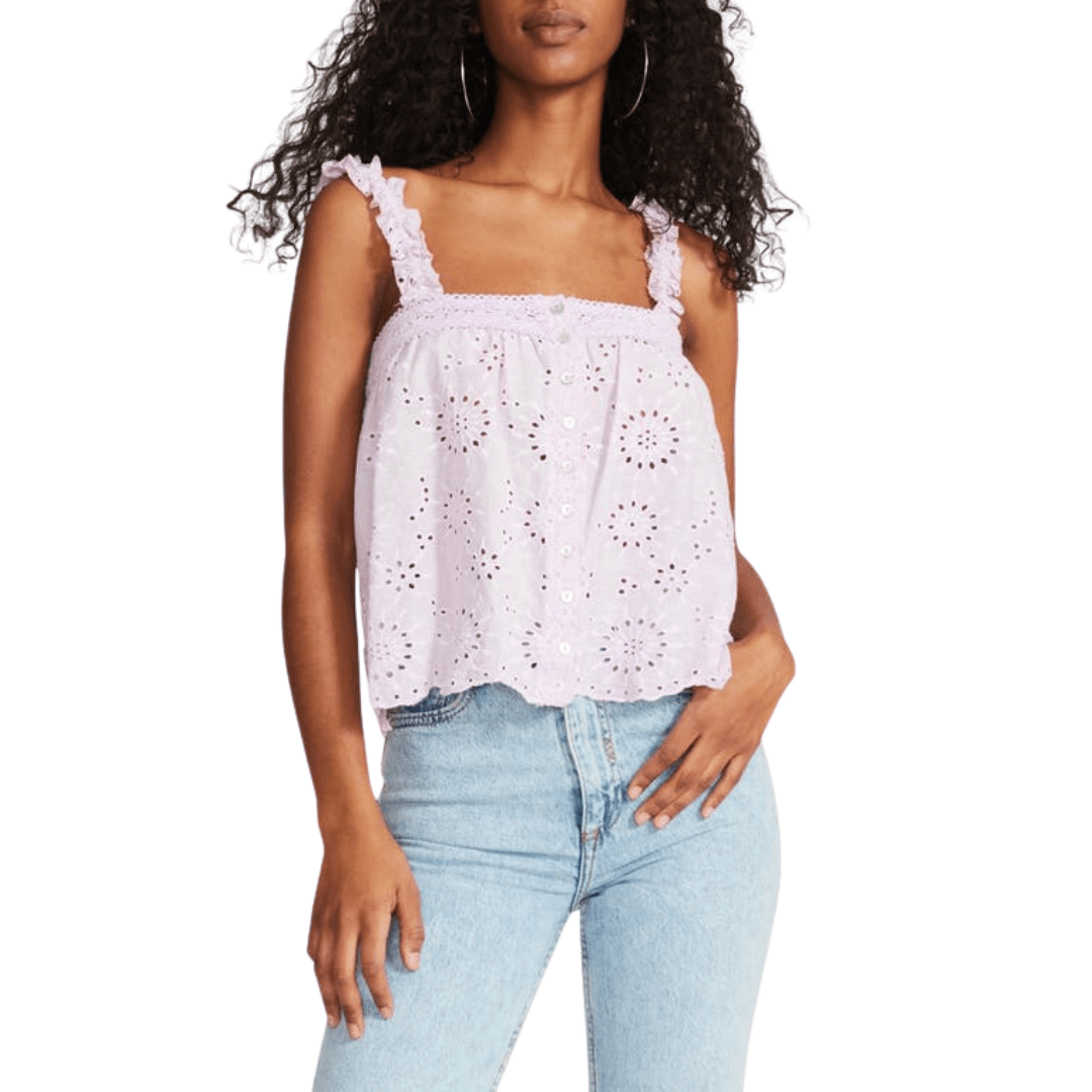 STEVE MADDEN Womens Tops XS / Purple STEVE MADDEN - Summer Sunrise Eyelet Top
