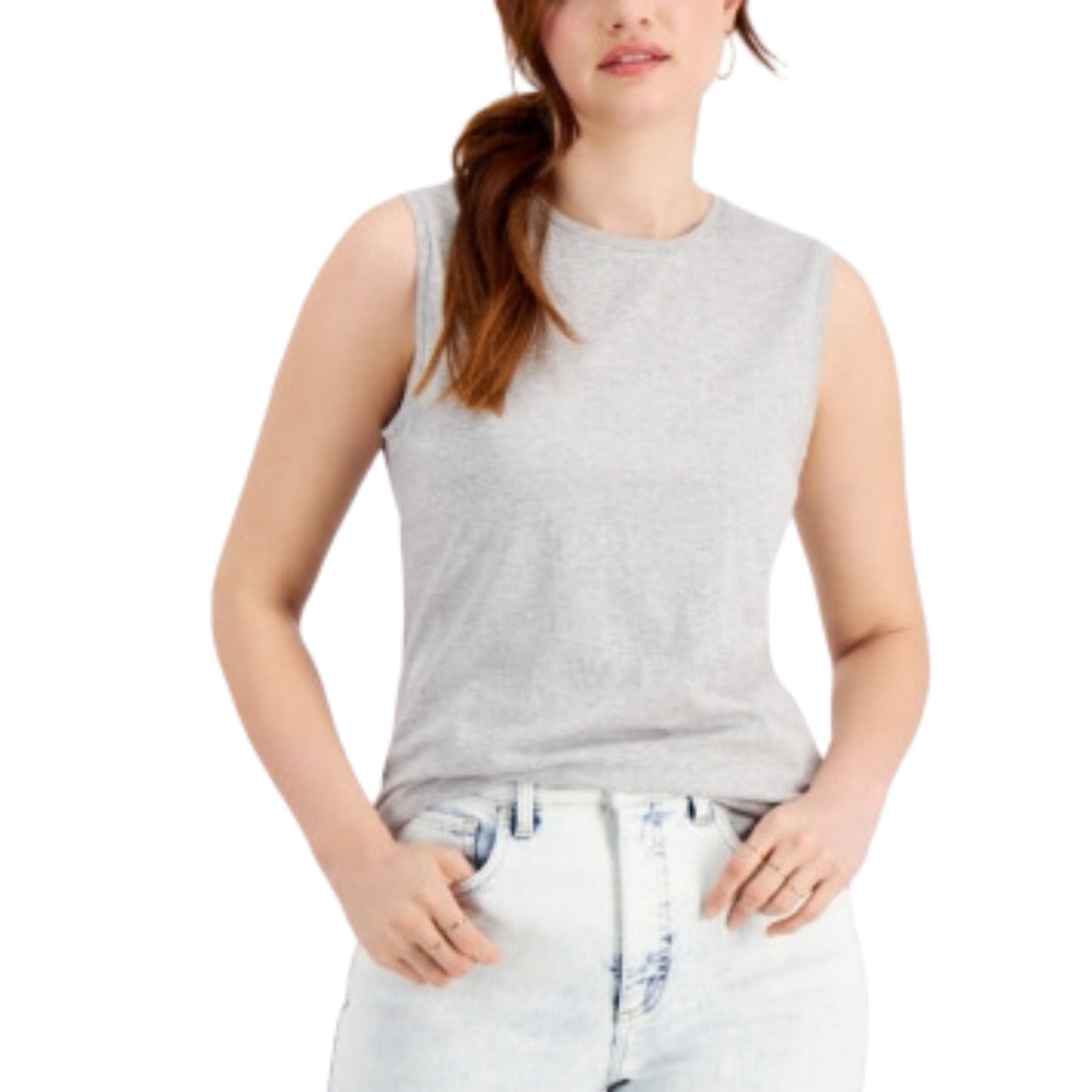 STYLE & CO. Womens Tops L / Light Grey STYLE & CO. - Cotton Muscle Tank Top