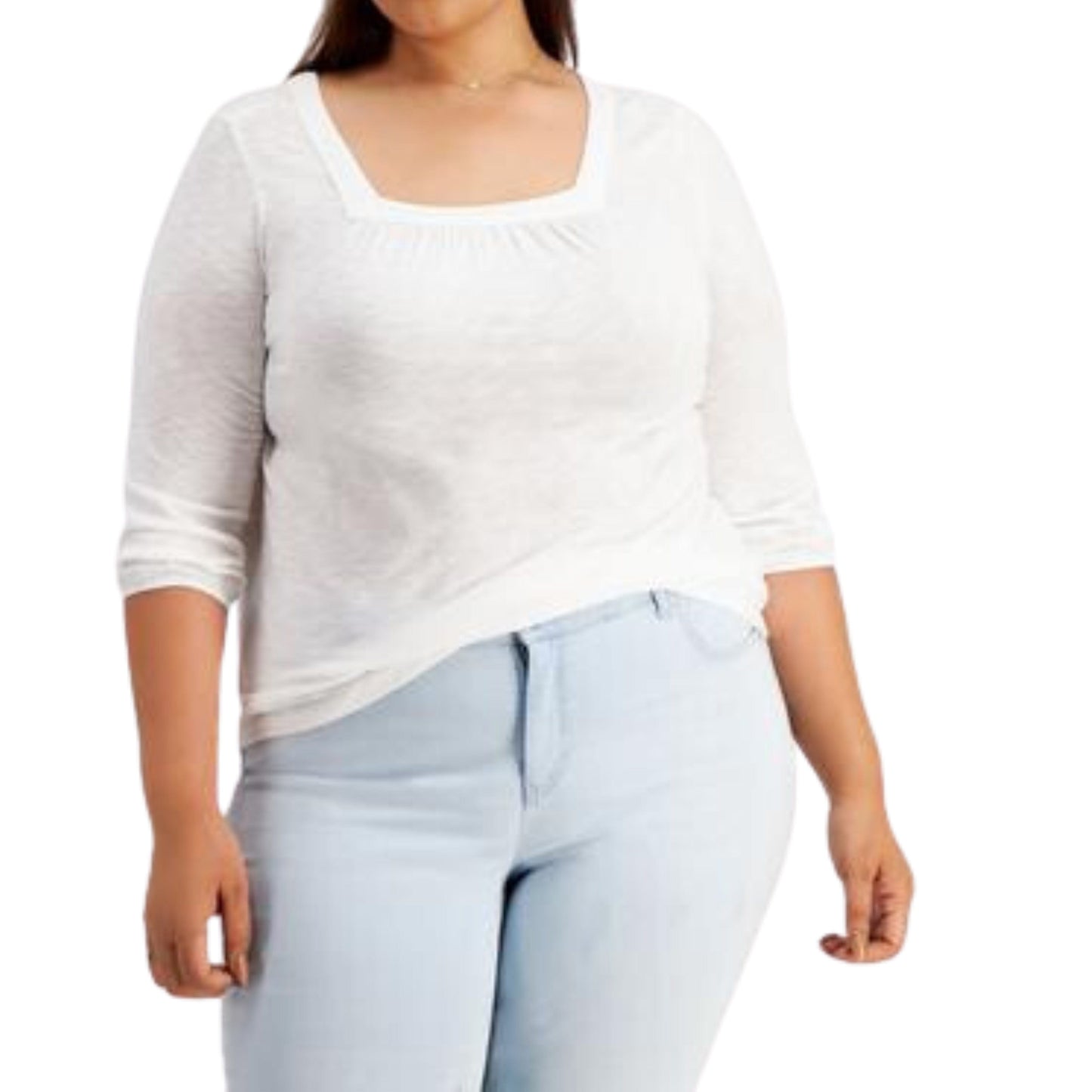 STYLE & CO. Womens Tops S / White STYLE & CO. - Textured Peasant Top