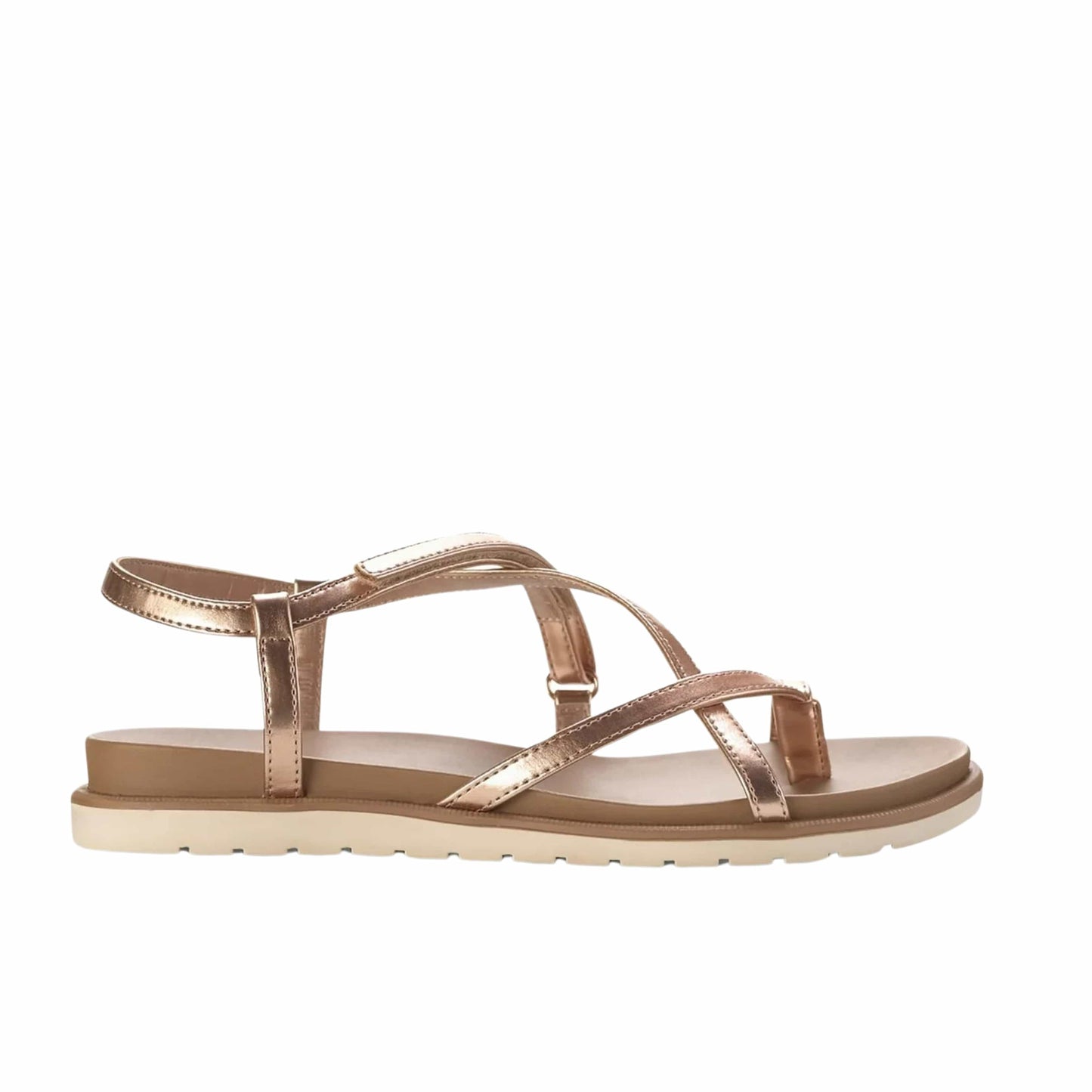 SUN+STONE Womens Shoes 38.5 / Gold SUN+STONE - Faux Leather Toe-Post Slingback Sandals
