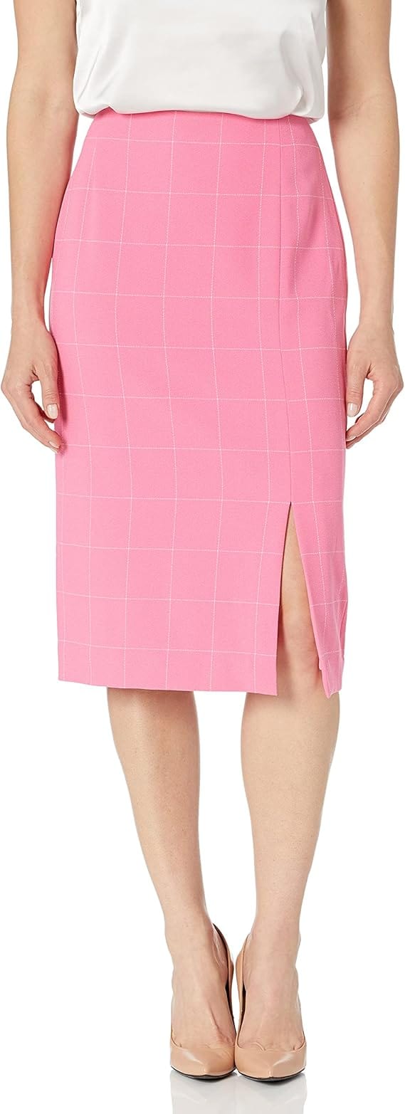 TAHARI Womens Jackets XXL / Pink TAHARI - Windowpane-Check Belted Blazer