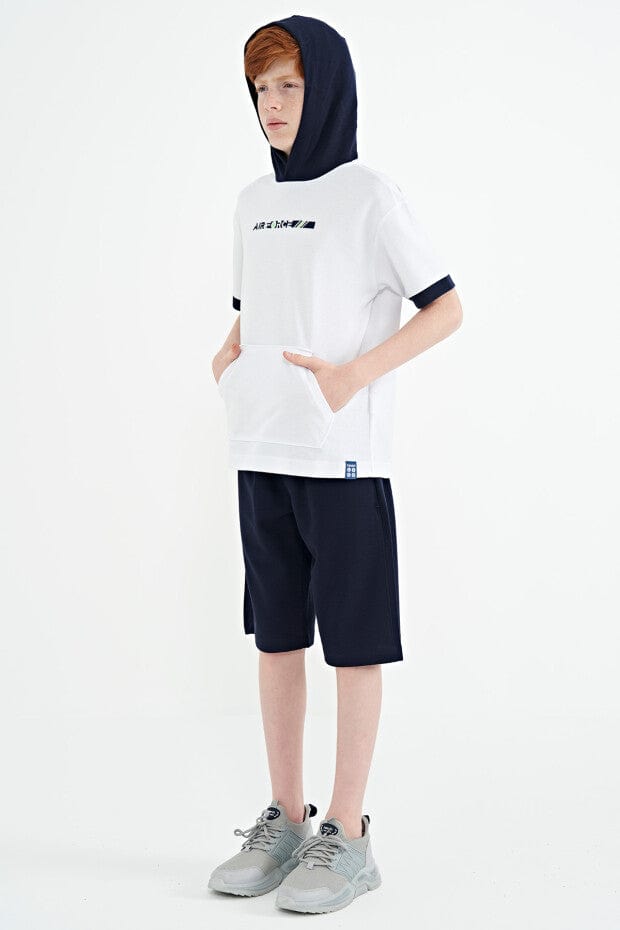 TOMMY LIFE Boys Set TOMMY LIFE - KIDS - Kangaroo Pocket Hooded Oversize Shorts Set