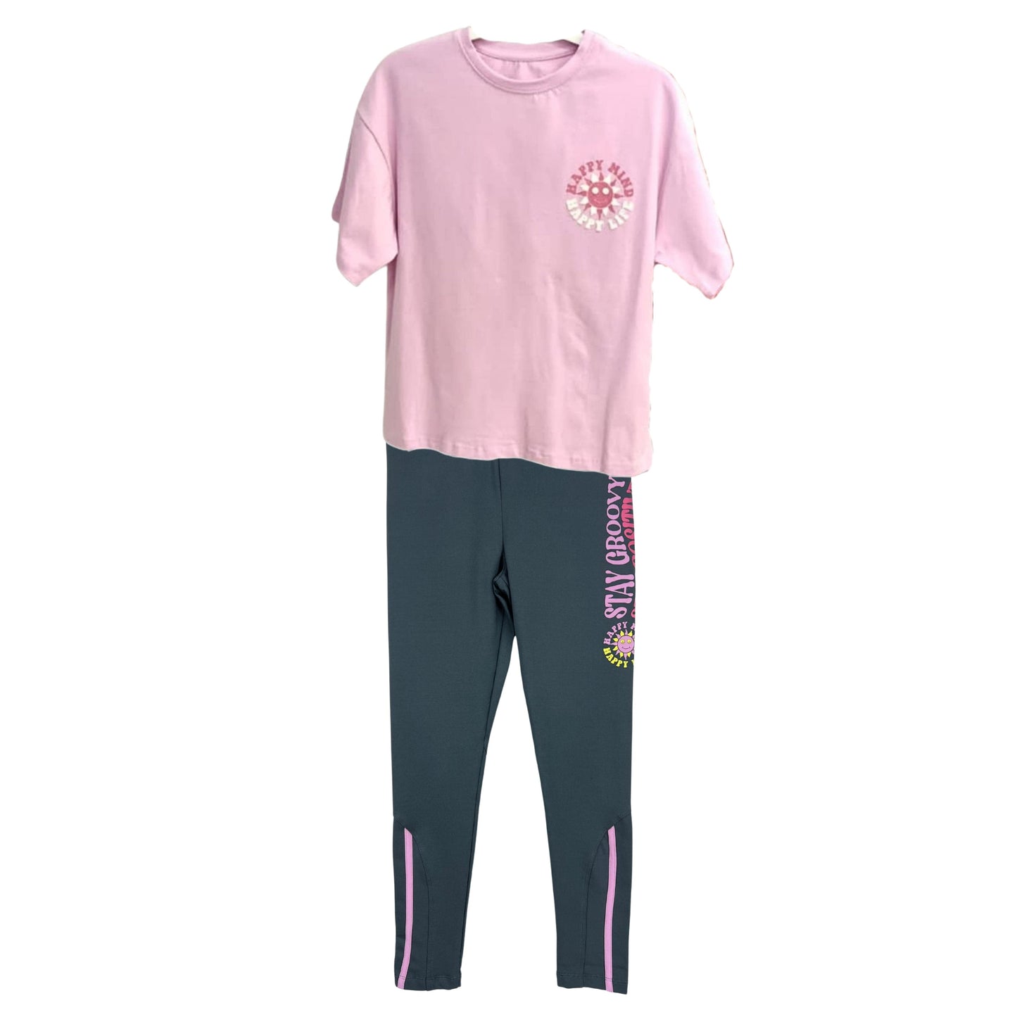 TOMMY LIFE Girls Sets M / Pink TOMMY LIFE - Graphic print smiles t-shirt
