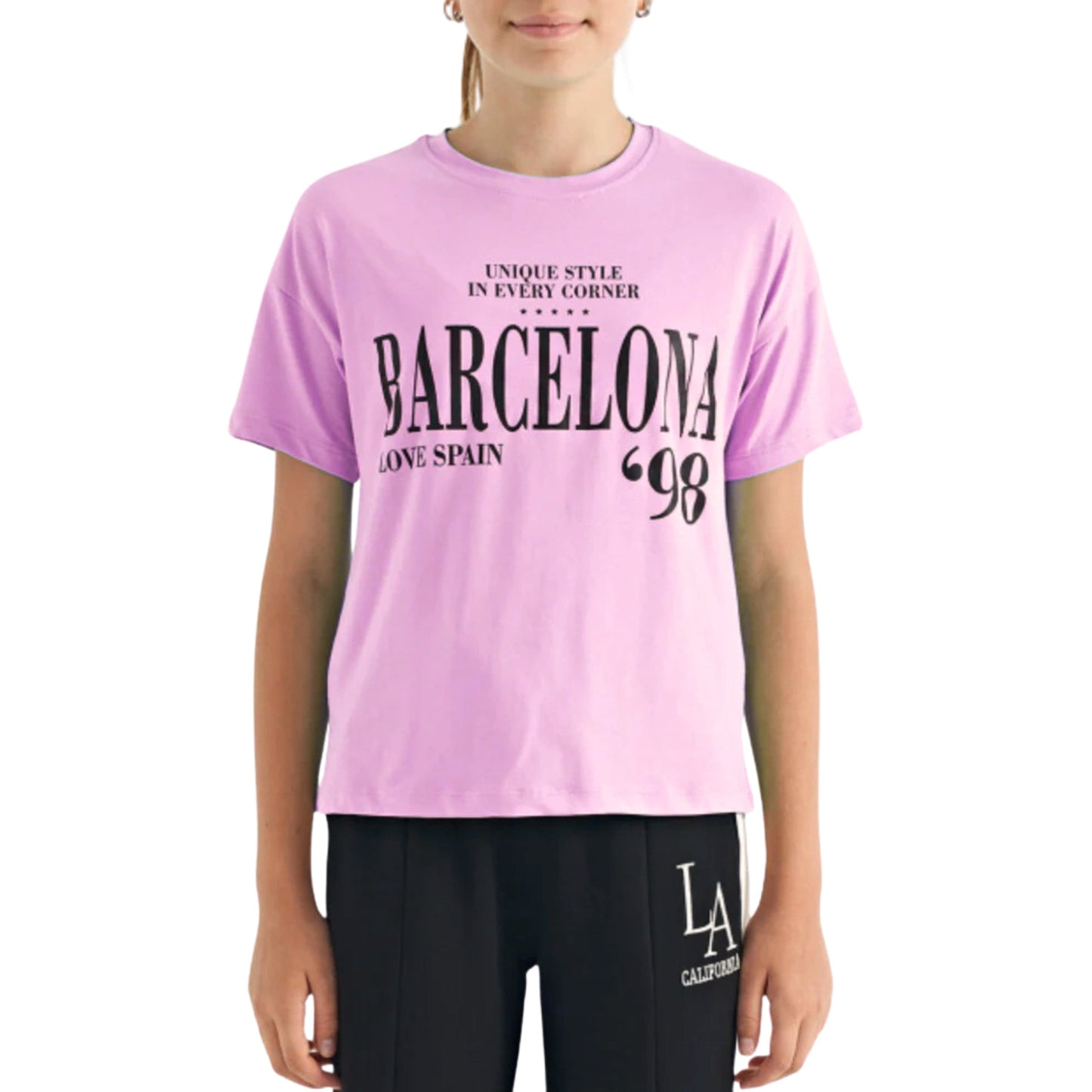 TOMMY LIFE Girls Tops S / Pink TOMMY LIFE - Off Shoulder Oversize Girl's T-shirt